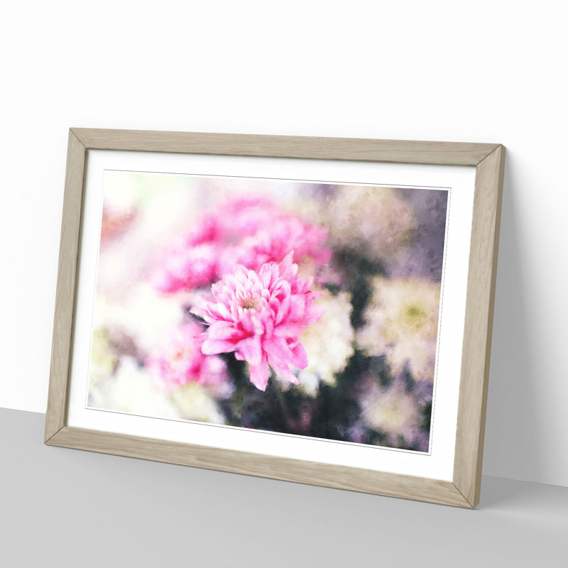 Pink and White Flowers - Framed Print, 36cm H x 48cm W x 2cm D, Oak Framed