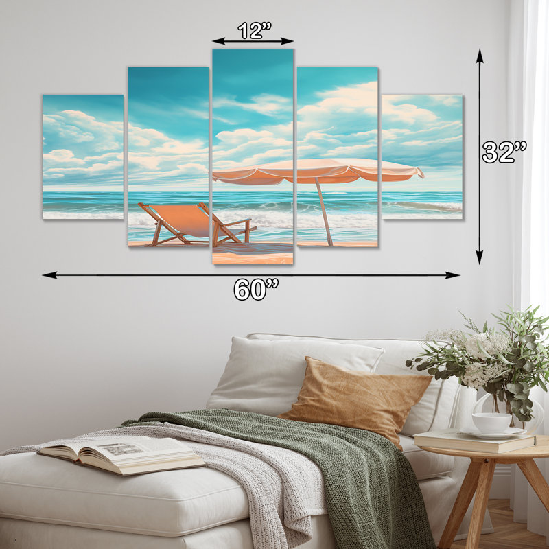 Rhoden - 5 pièces de décoration murale plage, 32" H x 60" W