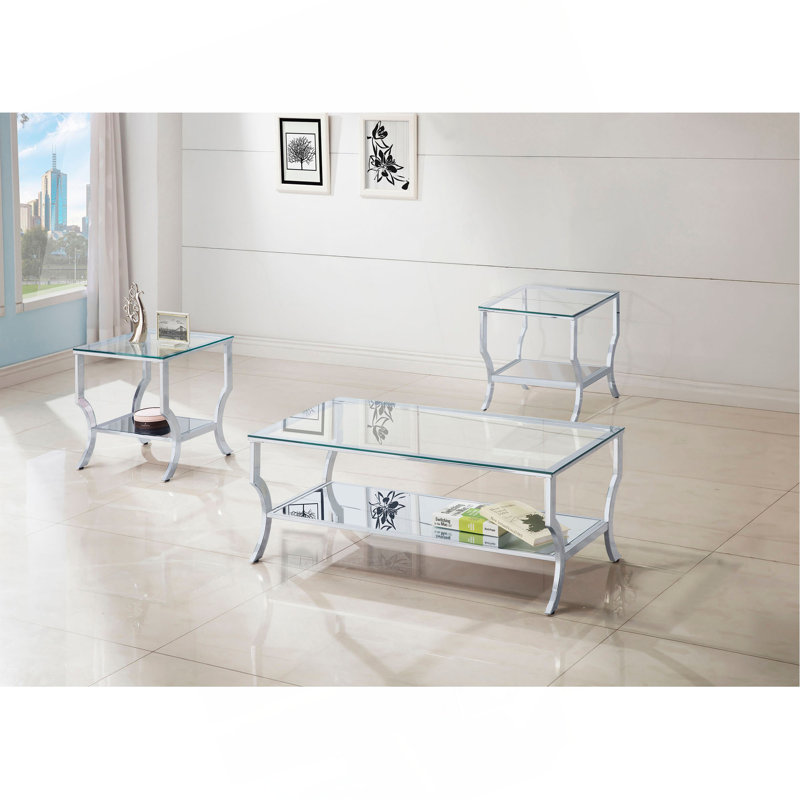 Seroff Chrome 3-piece Coffee Table Set