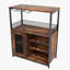 Bar à vin industriel avec support pour 12 bouteilles et porte-verres, armoire à liqueurs pour la cuisine et la salle à manger, buffet à porte en filet, brun rustique-1243820976