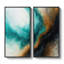 «Teal Fluid Ink Swirl Abstract for Office», ensemble de 2 reproductions d'art encadrées sur toile-1831614167-1831614164