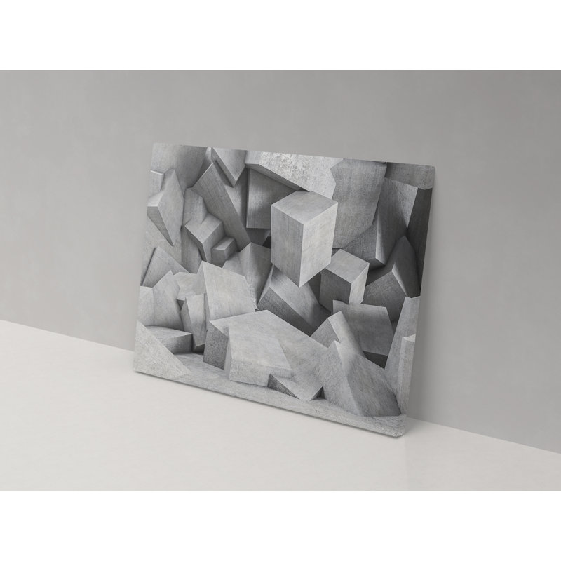Blocks Of Grey - Wrapped Canvas Print, 67cm H x 102cm W x 4cm D