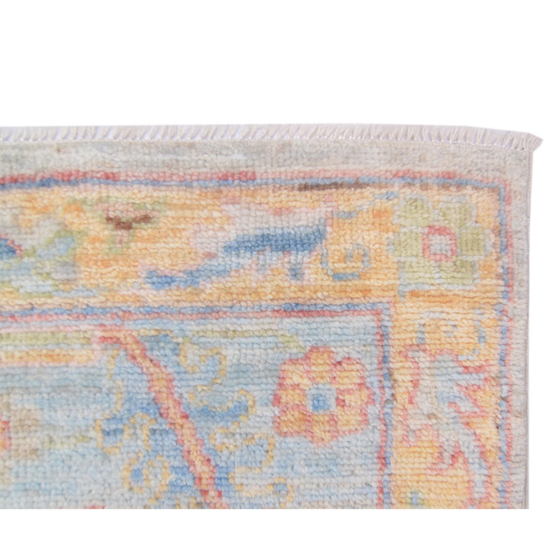 Tapis gris clair / bleu clair noué à la main de haute qualité