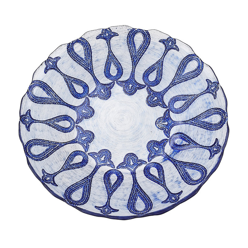Larissa 9" Dessert Plate, Blue/Silver