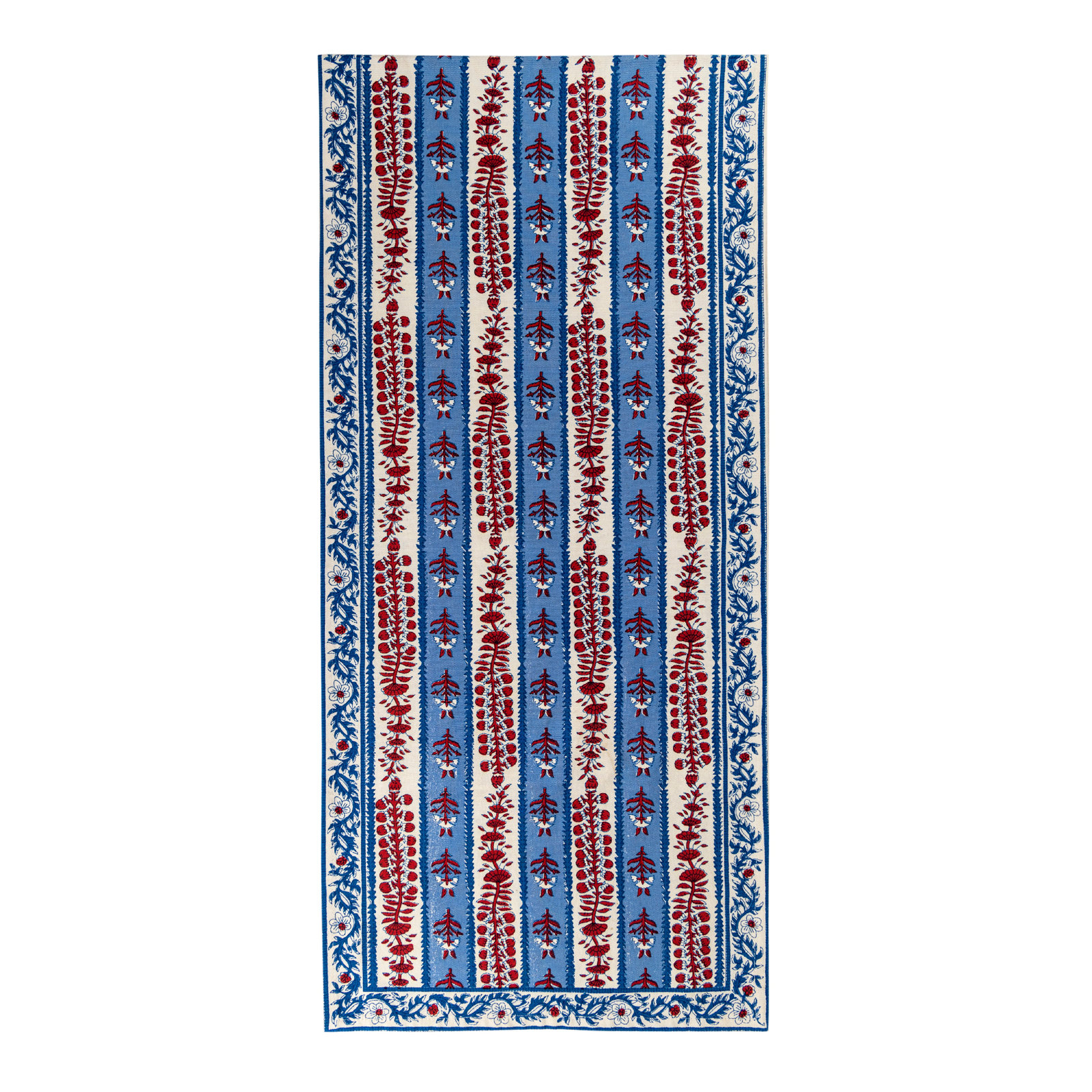 Charlemont Floral Table Runnner, 16" L x 90" W, Blue/Red
