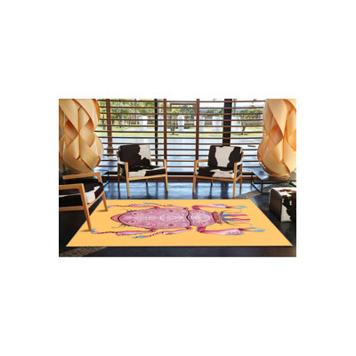 Tapis rose lavable à motif d'insectes