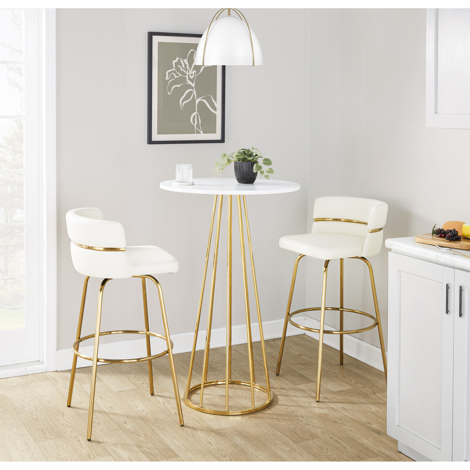 Canary Cosmo Counter Table, 42", Gold, White