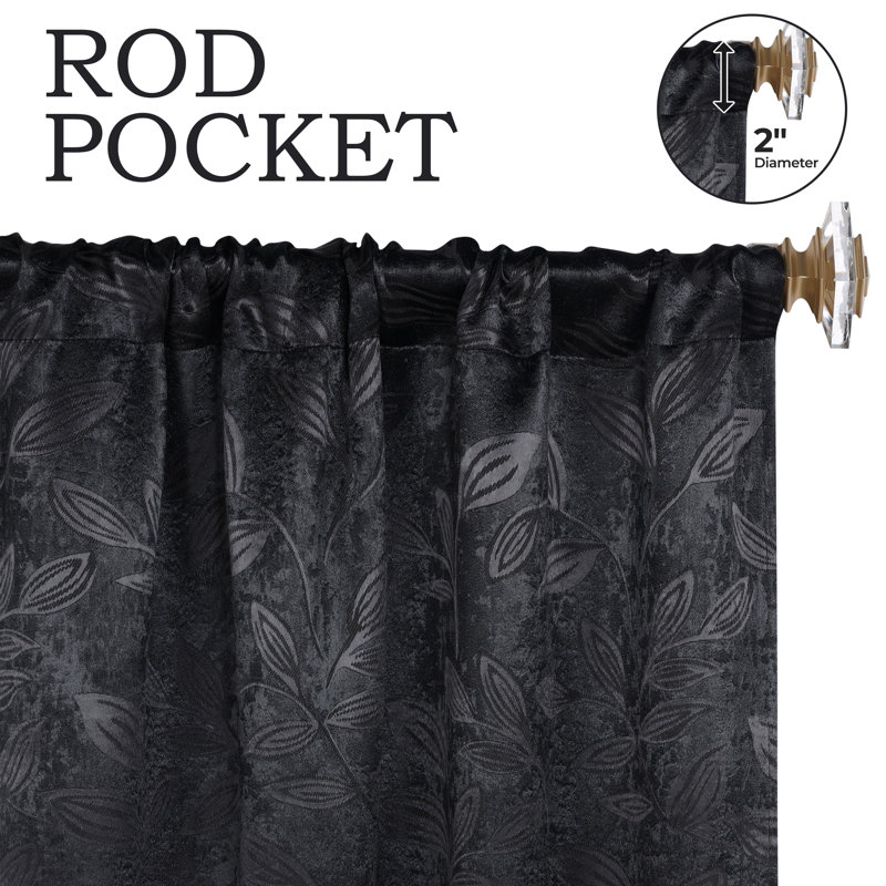 Rideaux obscurcissant et occultant 100% polyester, Noir, L 26 po x L 84 po