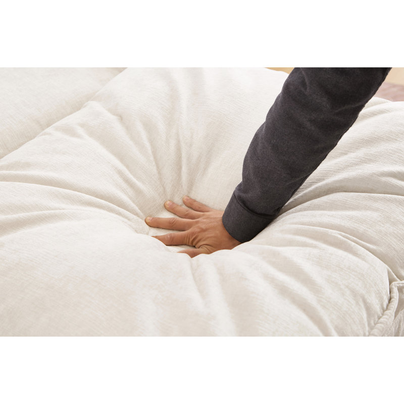 Chaise longue en chenille beige de 51 po avec rangement confortable et confortable pour la chambre à coucher, Beige