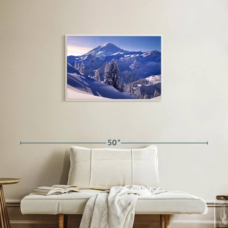 Mount Baker Winter Sunshine, Floating Frame White, 31" X 21"
