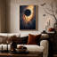 Tableau sur toile d'Halloween représentant un dahlia bleu foncé et une tige de blé épineuse-1167544870