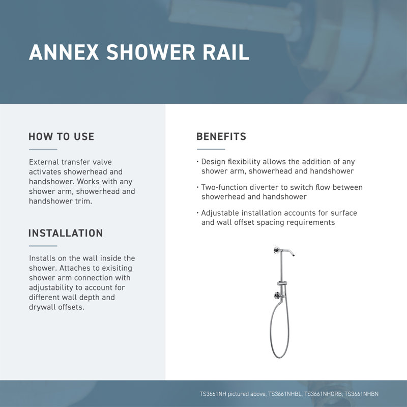 Moen Annex Rail Slide Bar Shower Pipe, Brushed Nickel