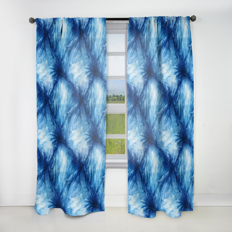 Rideau obscurcissant en marbre bleu et blanc Shibori Marble Ink I - 1 panneaux, L 52 po x L 90 po