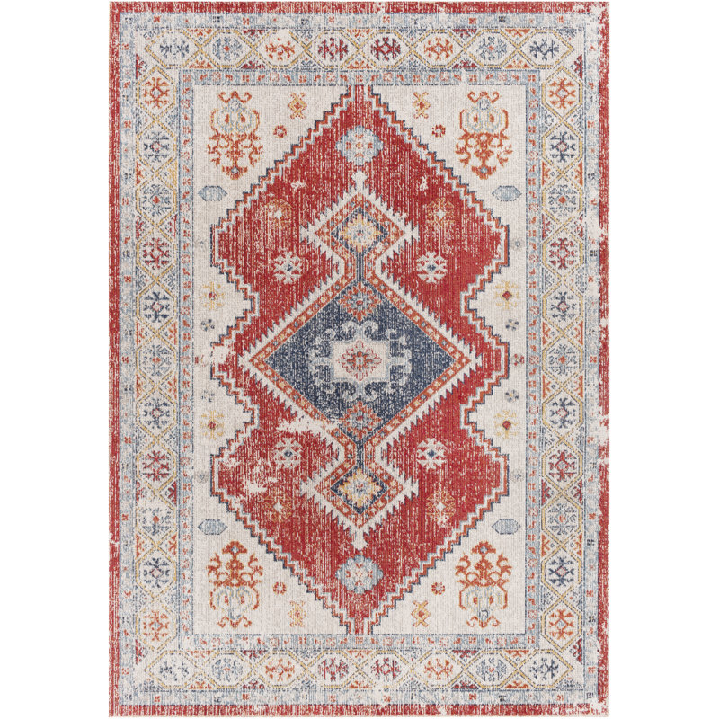 Tapis d'intérieur / extérieur rouge Enciso, Rectangle 5 pi 3 po x 7 pi