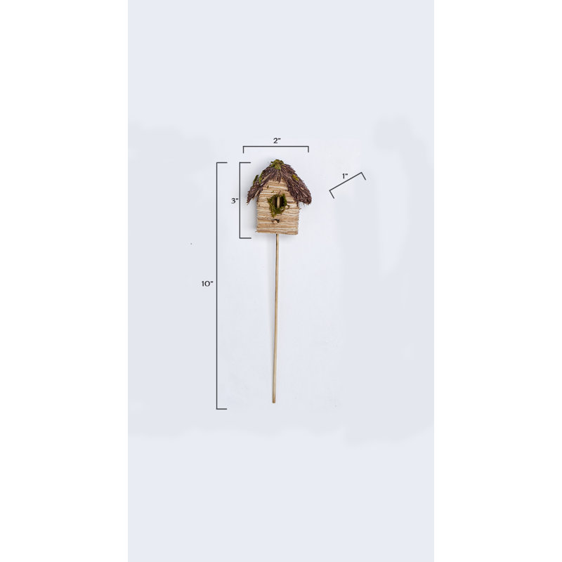 3" Birdhouse on 7" Wood Pick