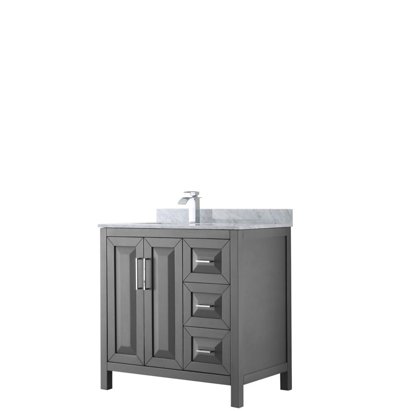 Daria 36'' Dark Gray Bathroom Vanity with Stone Top and Mirror