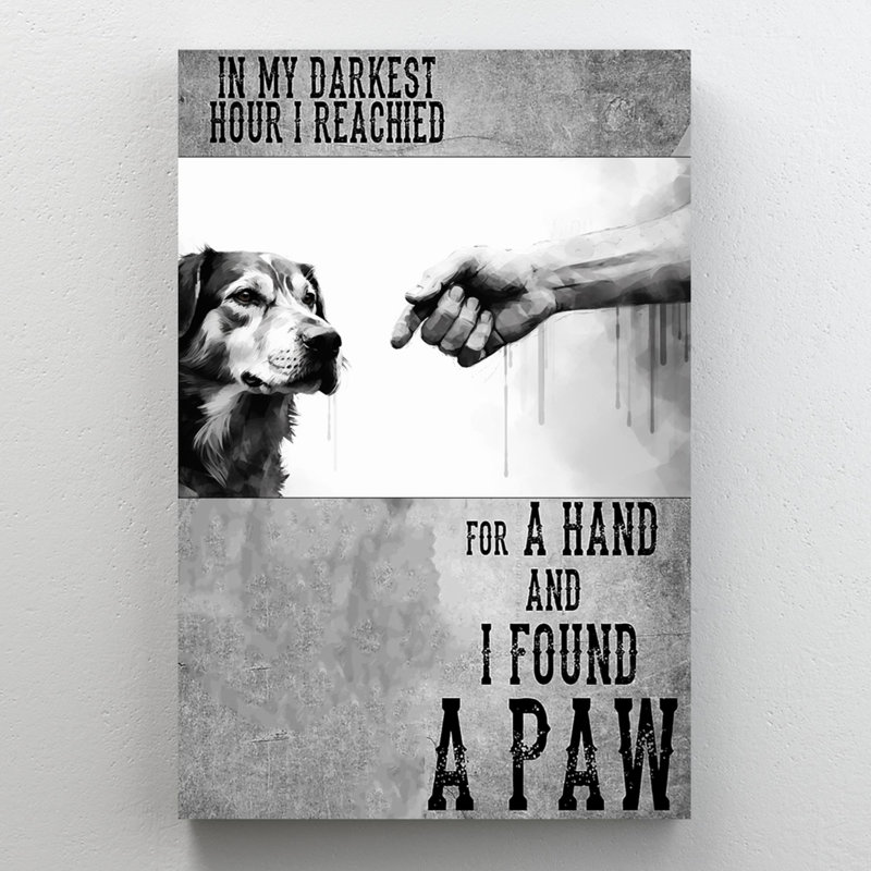 «Dog And I Found A Paw», H 36 po x l 24 po x P 1,25 po