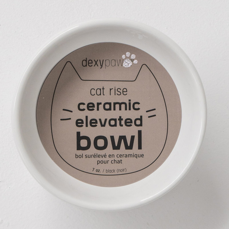 Dexypaws: bol en céramique surélevé pour chats - rosé cendré - capacité de 7 oz, plat élégant pour animaux de compagnie, lavable au lave-vaisselle, nourriture et eau, hauteur ergonomique