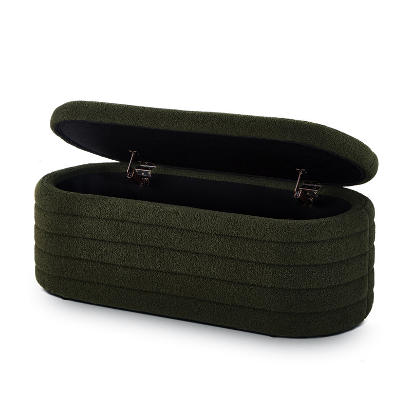 Mid-century Modern Dining Room - Adds Retro Flair Contemporary Bedroom Storage Bench With Fabric Soft And Stylish, Dark Green