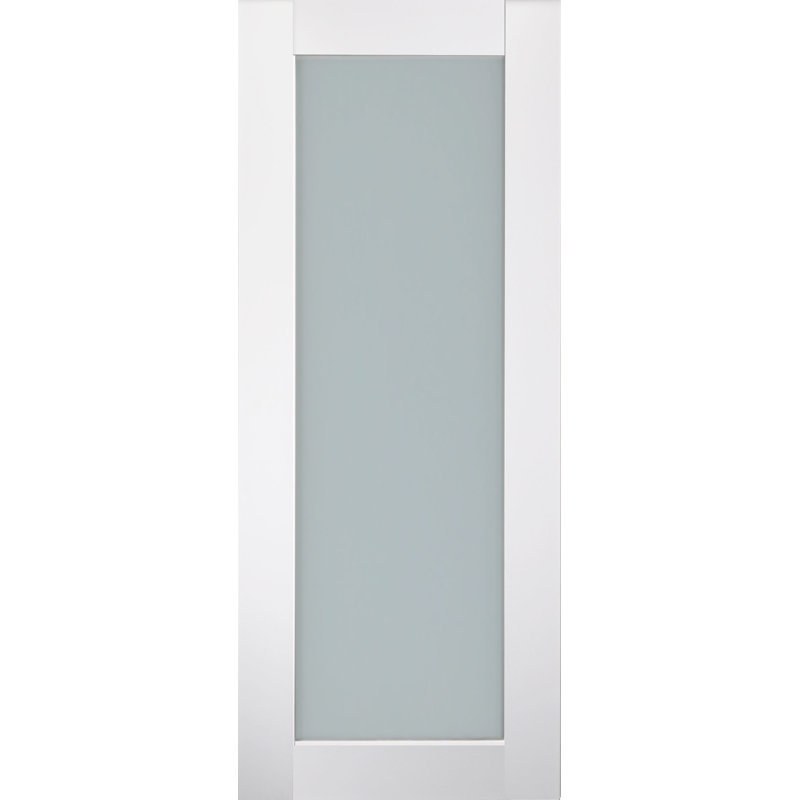 Polar White Frosted Glass 95" Solid Core Interior Door