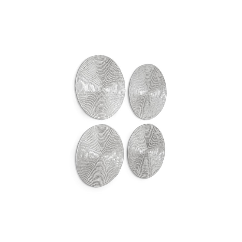Décoration murale ondulée en résine avec feuille antique, Argent
