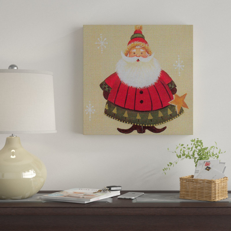« santa holding star », art sur toile, H 18 po x l 18 po x P 2 po