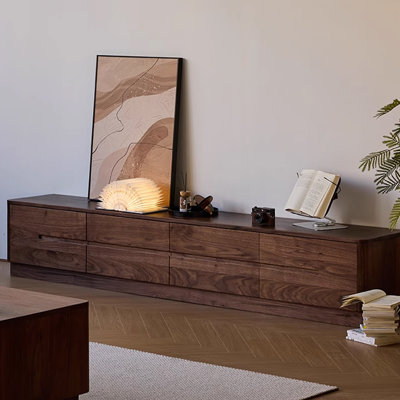 Simple black walnut wooden TV cabinet