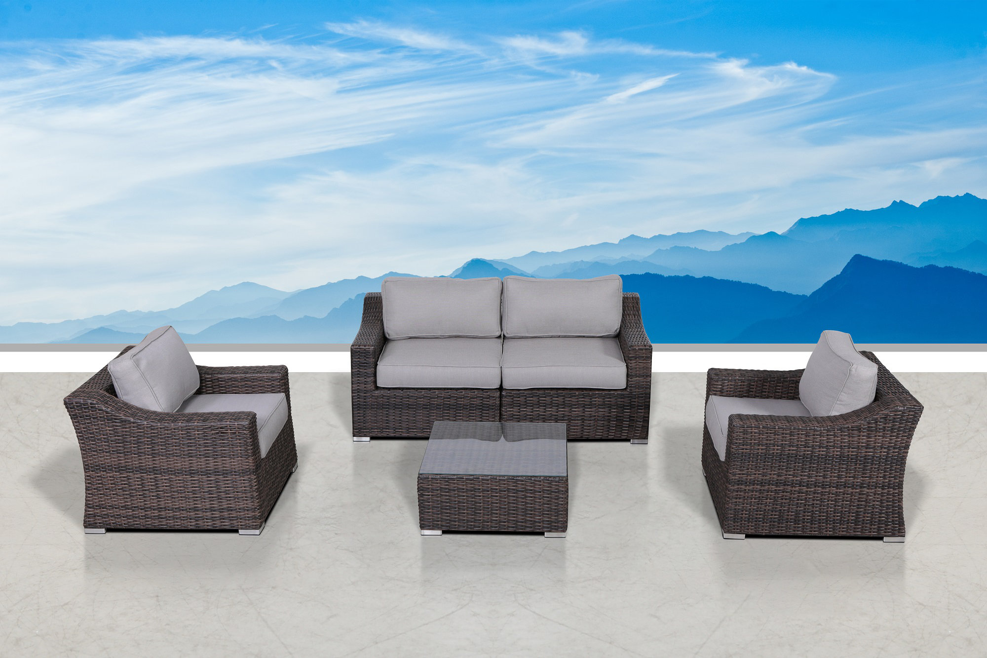Wade Logan® Biles Fully Assembled 5 Piece Rattan Sectional Seating