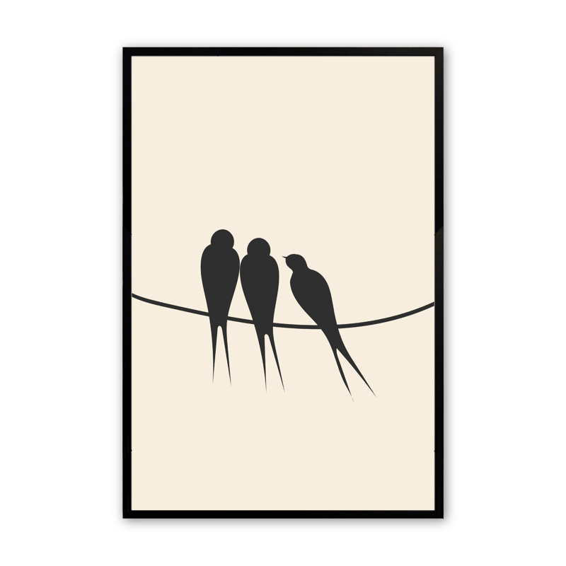 «Kanorado Birds on A Wire», cadre photo unique, impression, Noir satiné, H 14 po x l 11 po x P 1,25 po