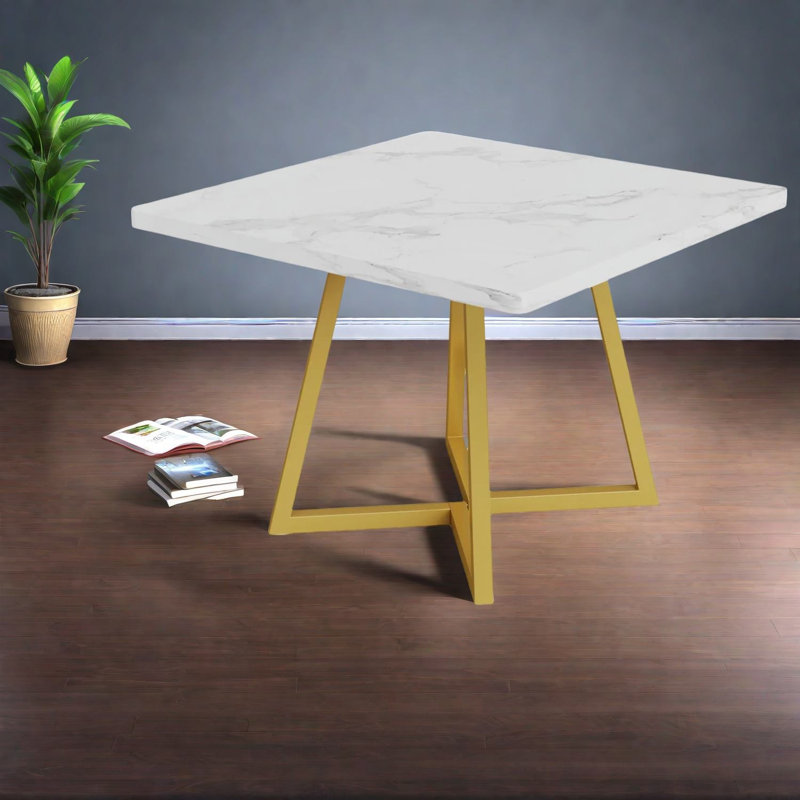 Tables de salle à manger peu encombrantes, carré en MDF doré pour cuisine moderne