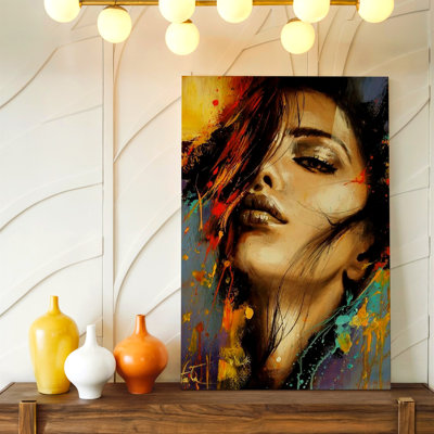 Abstrait, portrait de femme coloré, visage de femme moderne, reproduction d'art sur toile, abstrait moderne pour salon, chambre, bureau, couloir, galerie, décoration murale, décor de salon