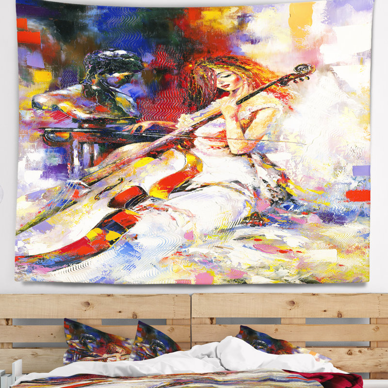 Musique la tapisserie des guitaristes, H 32 po x l 39 po