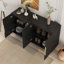 Buffet blanc moderne avec rangement, grand buffet cannelé avec tablettes réglables, crédence, console d'appoint-84544006