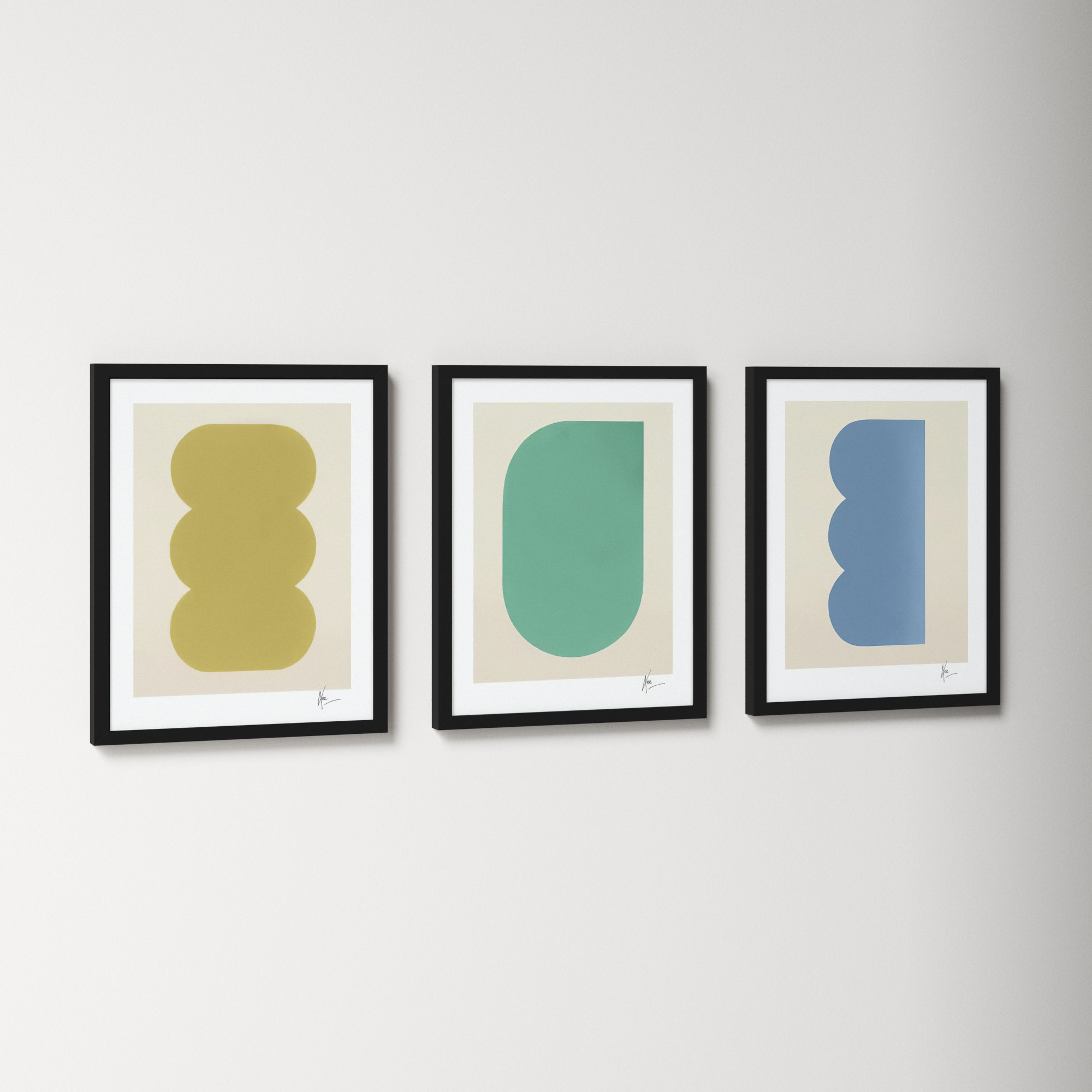 Keyhole 4-6. Set Of 3 by Lee Lessem, Black Framed, 20" H x 16" W x 1.25" D