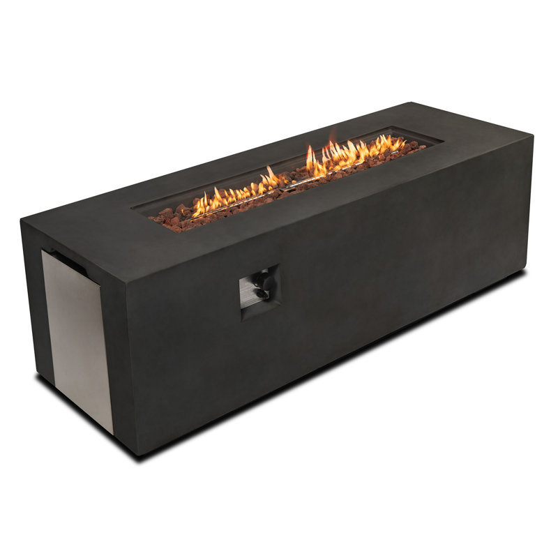Rectangle Concrete Large Fire Pit Table, Black
