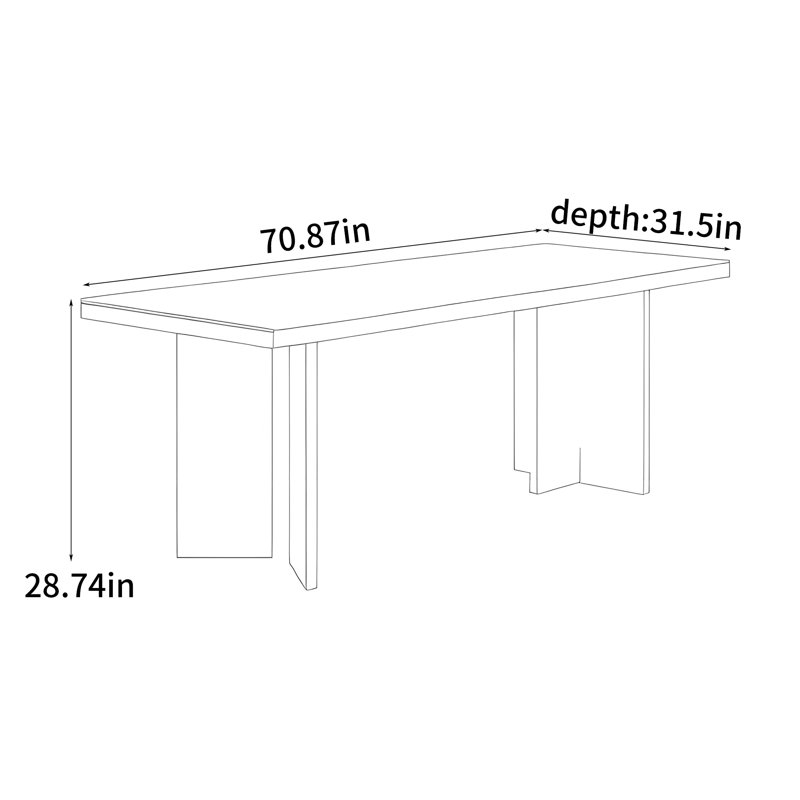 Bureau haut de gamme élégant et luxueux, H 28,74 po x l 70,87 po x P 31,5 po