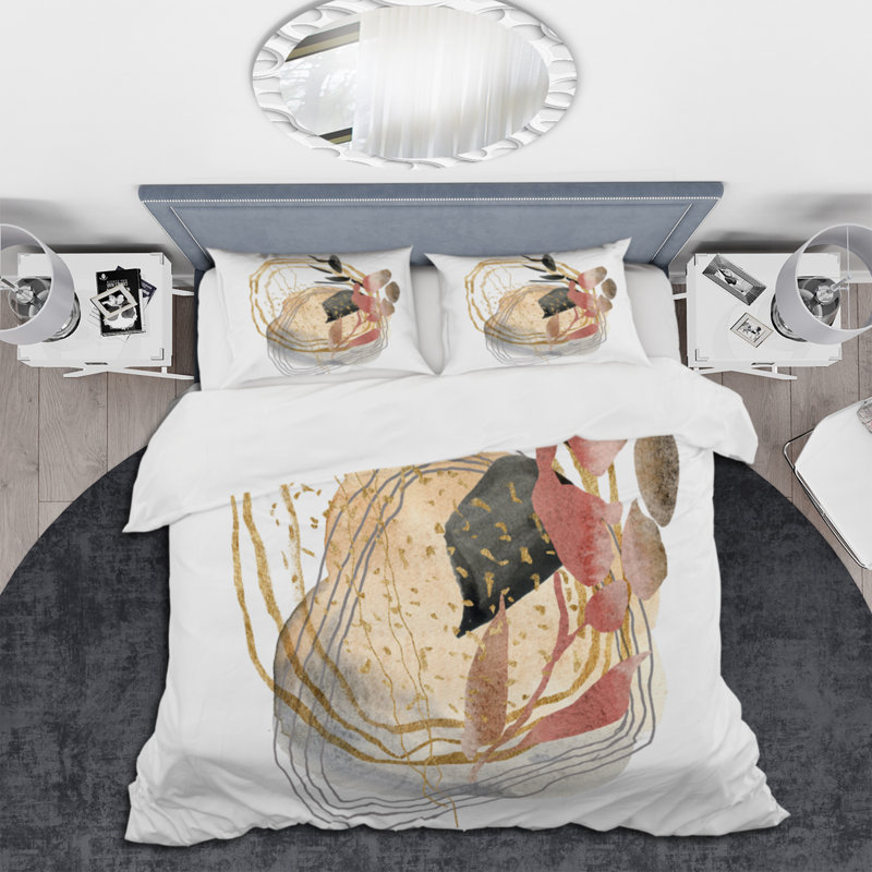 Pink/Gold Microfiber Duvet Cover Set, Twin Duvet Cover + 1 Standard Sham
