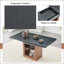 Une table de salle à manger extensible avec espace de rangement et une table de salle à manger extensible de 59 à 71 pouces. Table rectangulaire noire avec cadre en panneau de fibres à densité moyenne de couleur noyer pouvant accueillir 4 à 8 personnes-589384520