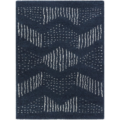Tapis à poils longs à motif abstrait à pois Crista