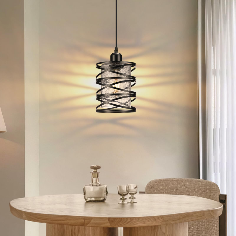 Luminaire suspendu cylindrique noir mat à 2 lumières Pinchot