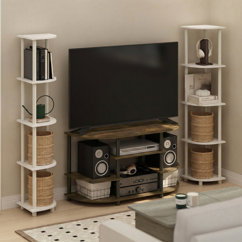 Alpine TV Stand for TVs up to 48", Amber Pine/Black