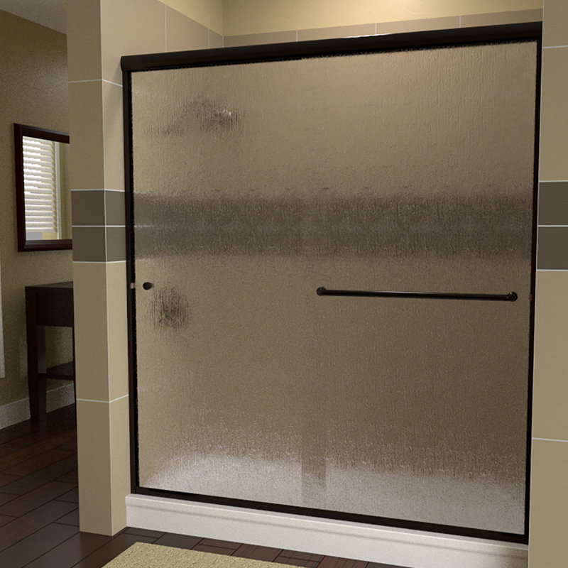 Ese - W x 76.375'' H Bypass Door Semi-Frameless Shower Door with, Left Opening, Rain, Polished Chrome