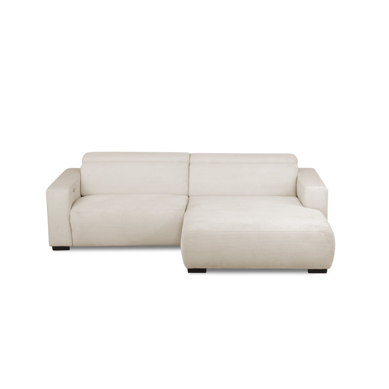Almontiser Cozzy Reclining Corner Sofa in Curdouy Velvet Fabric, Beige, Right Hand Facing