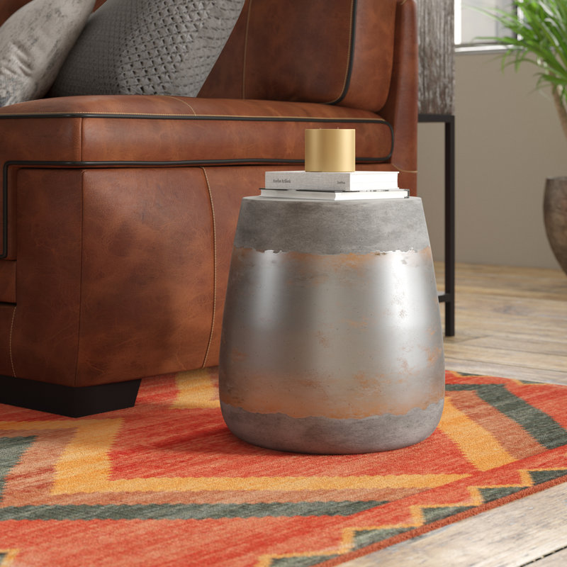 Concrete Top End Table - Silver, Silver