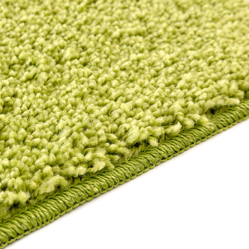 Microfiber Small Bath Mat Rectangular Contemporary, Green