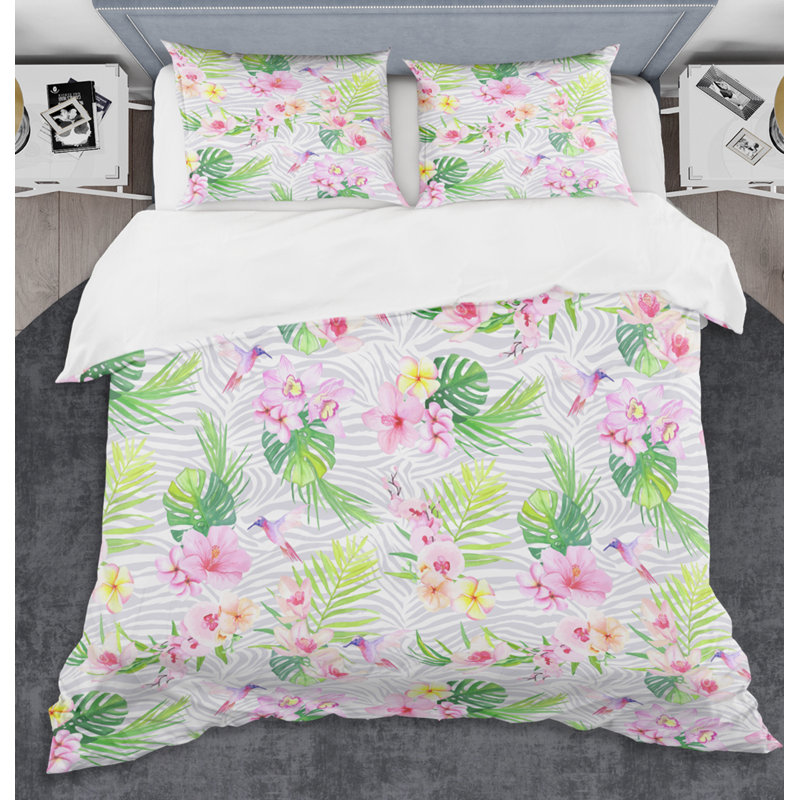 Ensemble de housse de couette pour plantes tropicales et fleurs vi mid-century