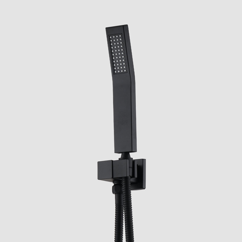 Système de douche de plafond noir mat - tête de 10 po et poche pour une utilisation dans la salle de bain, Noir mat