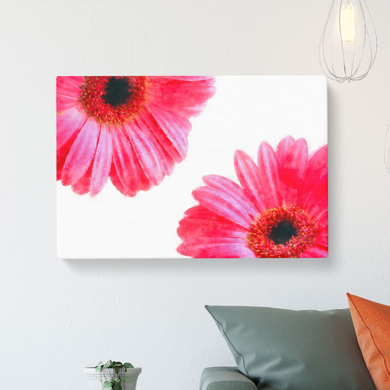 Two Spring Flowers In Pink - Wrapped Canvas Painting, 50cm H x 76cm W x 3cm D