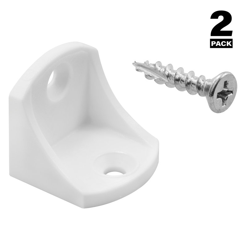 White Plastic L-Angle Shelf Bracing with Fasteners