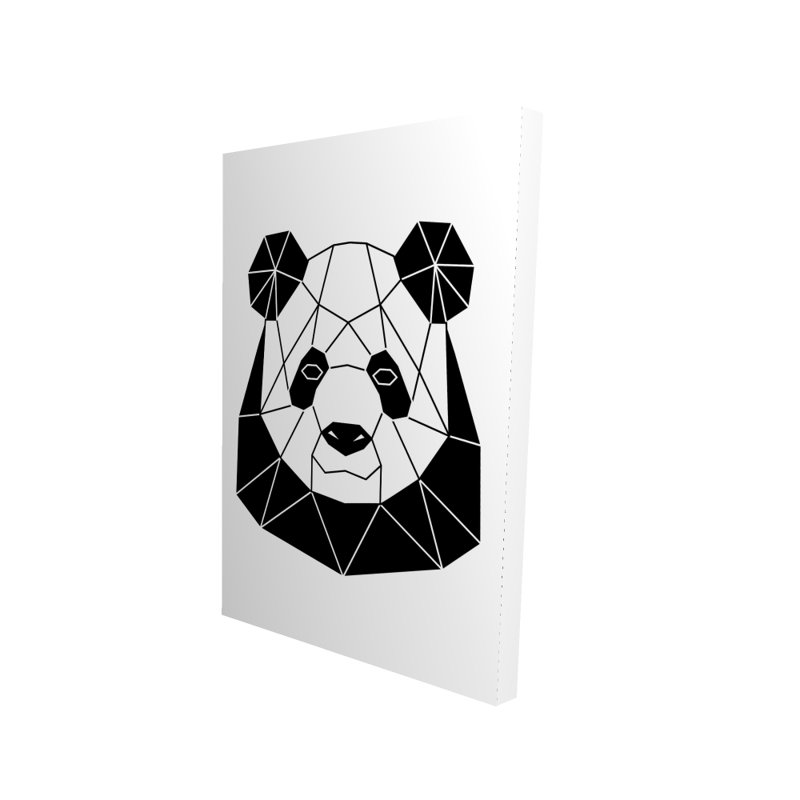 Toile de panda géométrique | Décoration faunique pour la maison, H 24 po x l 36 po